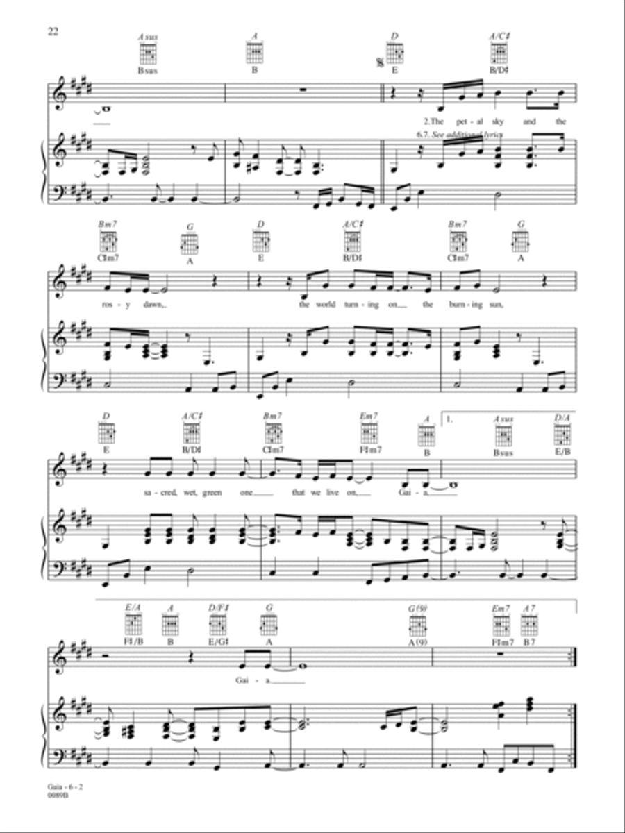 Gaia Piano, Vocal, Guitar scores gallery preview page 2