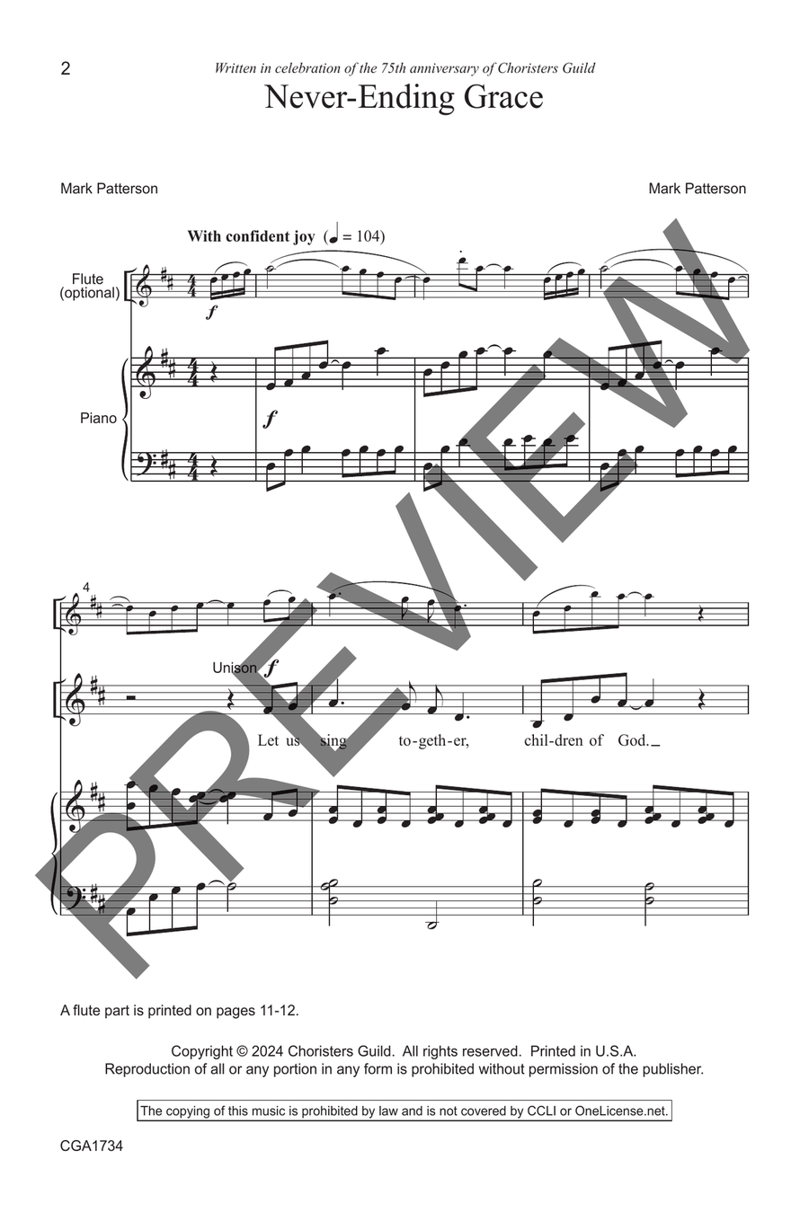 NeverEnding Grace (Unison/Two-part) Unison Choir scores gallery preview page 3