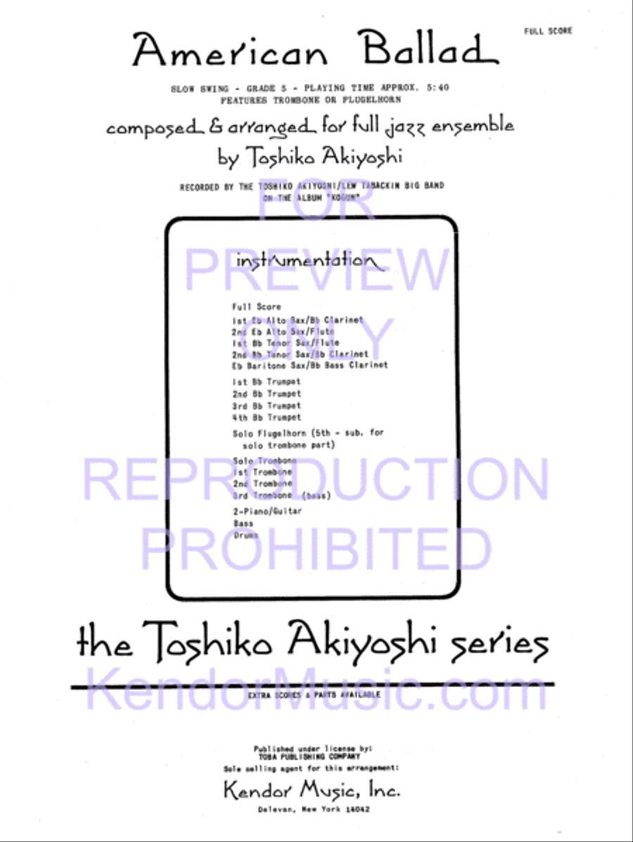 American Ballad Jazz Ensemble scores gallery preview page 2