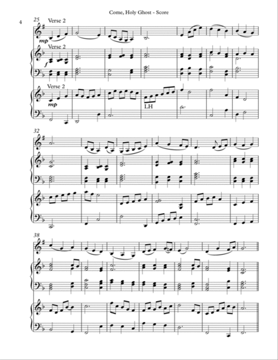 Come, Holy Ghost, Trio for Bb Clarinet, Harp, Piano B-Flat Clarinet scores gallery preview page 4