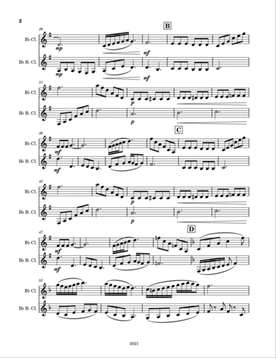 Invention for Clarinet and Bass Clarinet Clarinet Duet scores gallery preview page 2