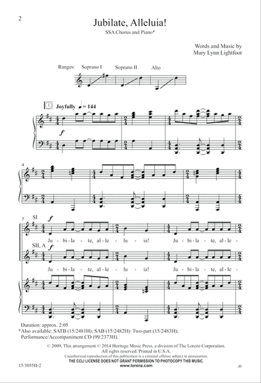 Jubilate, Alleluia! Jubilate, Alleluia! SSA scores gallery preview page 3