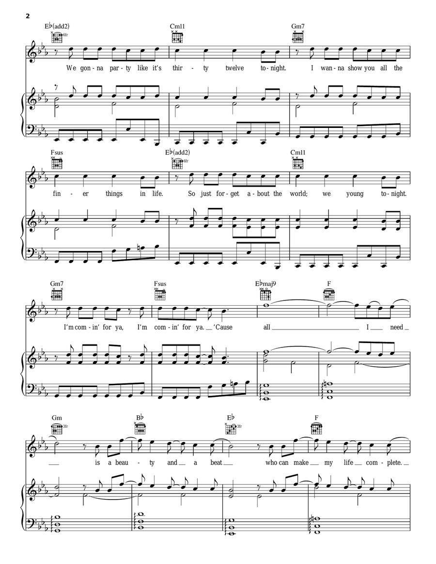 Beauty And A Beat Beauty And A Beat Piano, Vocal, Guitar scores gallery preview page 2