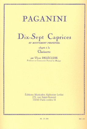 Book cover for Dix-sept Caprices Et Mouvement Perpetuel Adaptes A La Clarinette