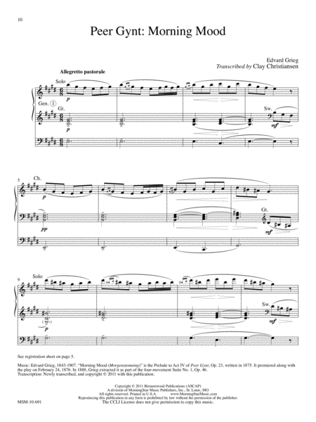 Two Transcriptions for Organ: Arioso and Morning Mood image number null