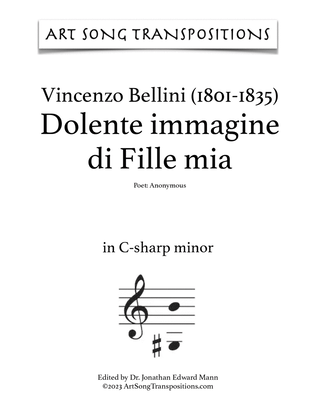 Book cover for BELLINI: Dolente immagine di Fille mia (transposed to C-sharp minor and C minor)