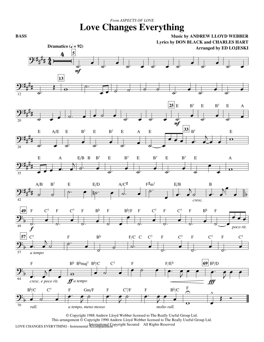 Love Changes Everything (from Aspects Of Love) (arr. Ed Lojeski) - Bass Choir scores gallery preview page 1
