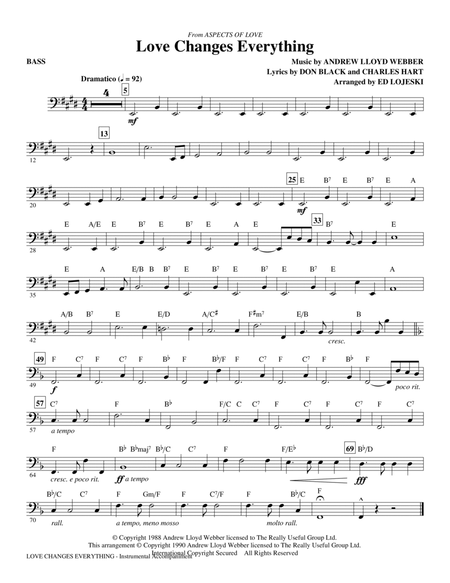 Love Changes Everything (from Aspects Of Love) (arr. Ed Lojeski) - Bass
