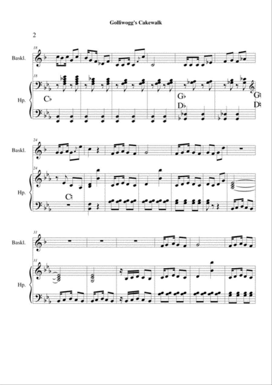 Golliwog's Cakewalk (Debussy) - clarinet & harp Clarinet scores gallery preview page 2