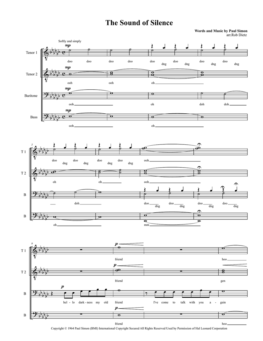 The Sound Of Silence A Cappella scores gallery preview page 1