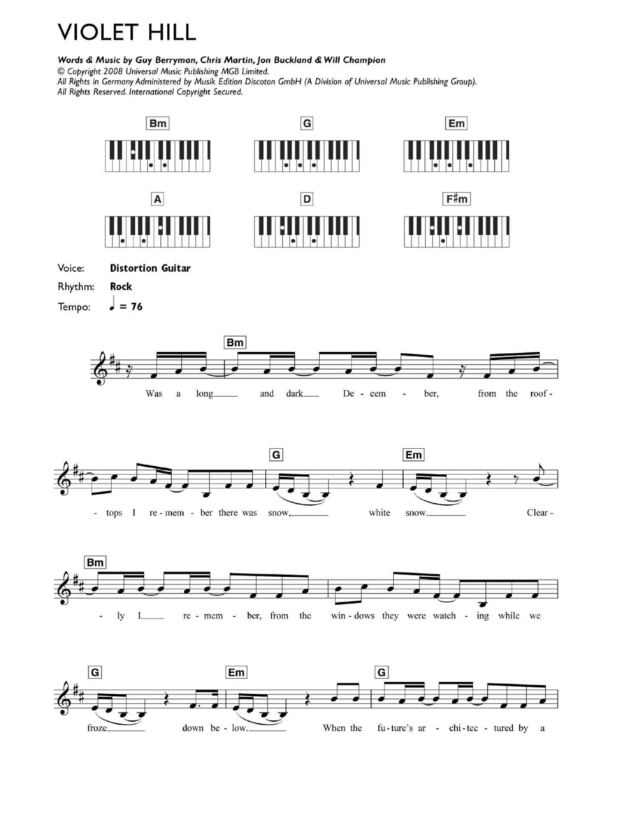 Violet Hill Piano scores gallery preview page 1