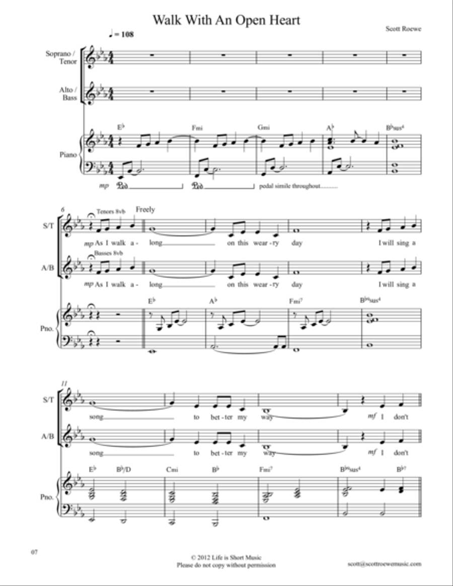 Walk With An Open Heart Choir scores gallery preview page 1