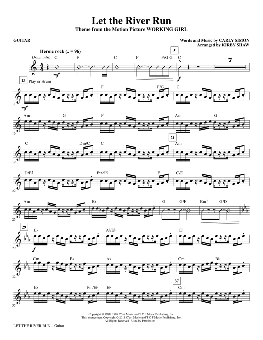 Let The River Run - Guitar Choir scores gallery preview page 1