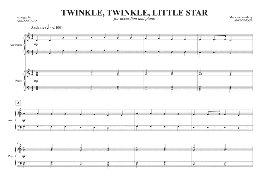 Twinkle Twinkle Little Star Chamber Music scores gallery preview page 1