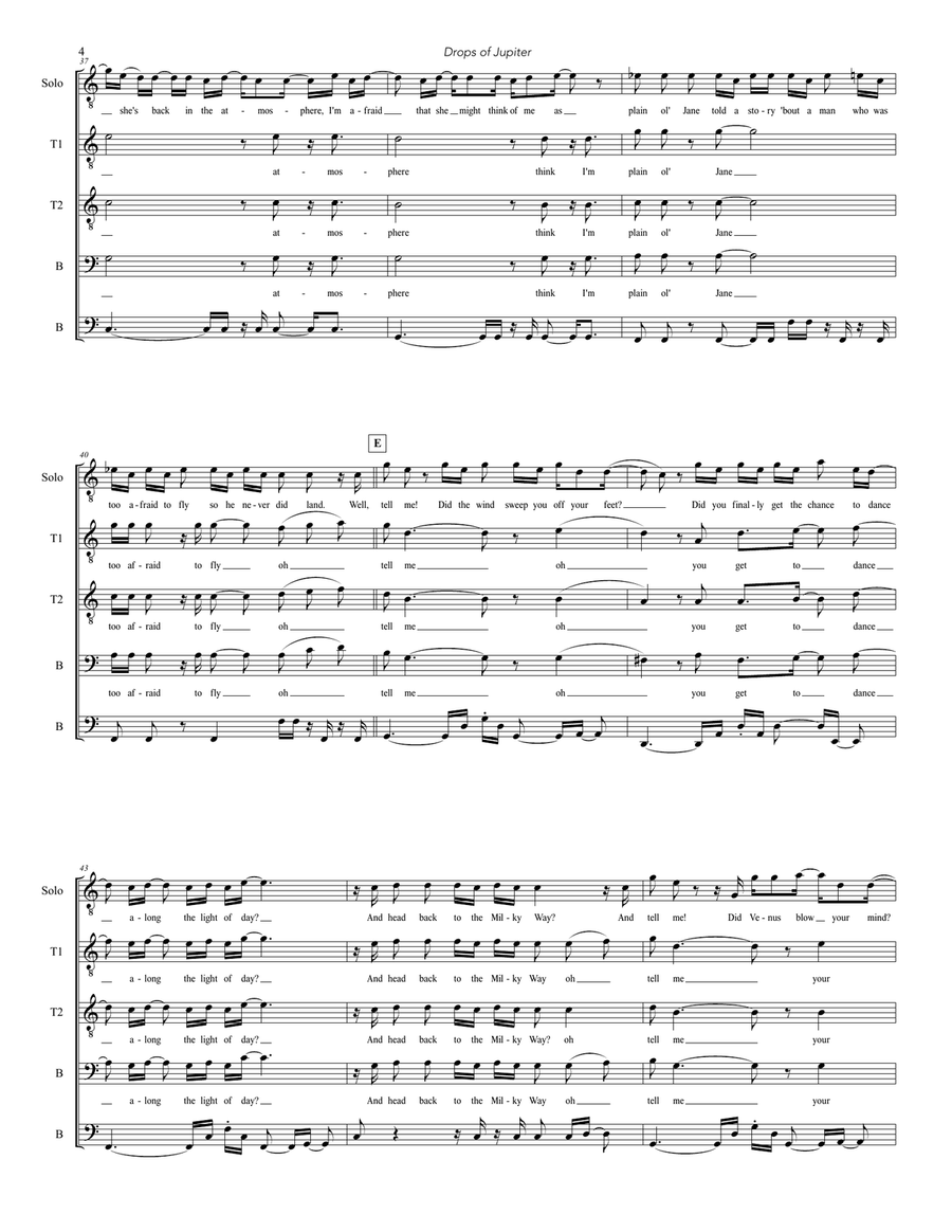 Drops Of Jupiter (Tell Me) 4-Part scores gallery preview page 4