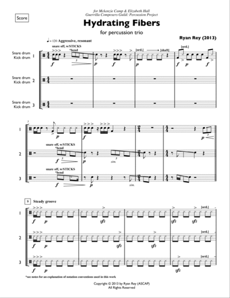 Hydrating Fibers (score & parts) Percussion Ensemble scores gallery preview page 3