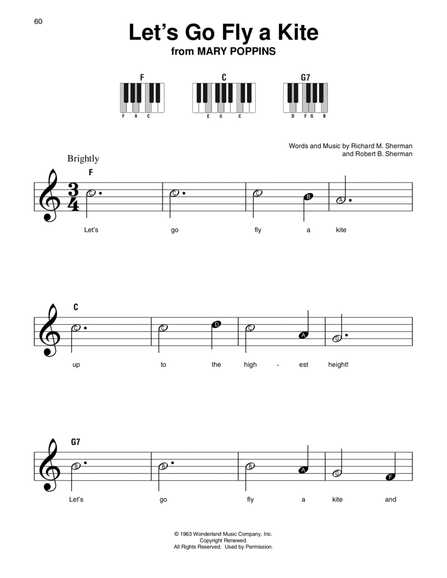 Let's Go Fly A Kite (from Mary Poppins) Easy Piano scores gallery preview page 1