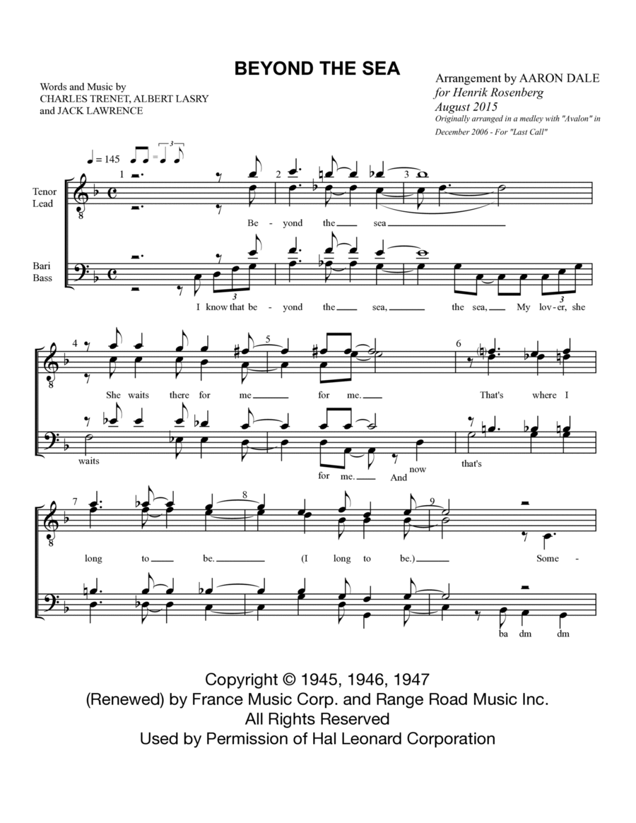 Beyond The Sea Beyond The Sea TTBB scores gallery preview page 1