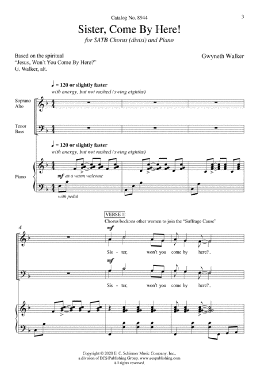 Sister, Come By Here! Sister, Come By Here! Divisi scores gallery preview page 2