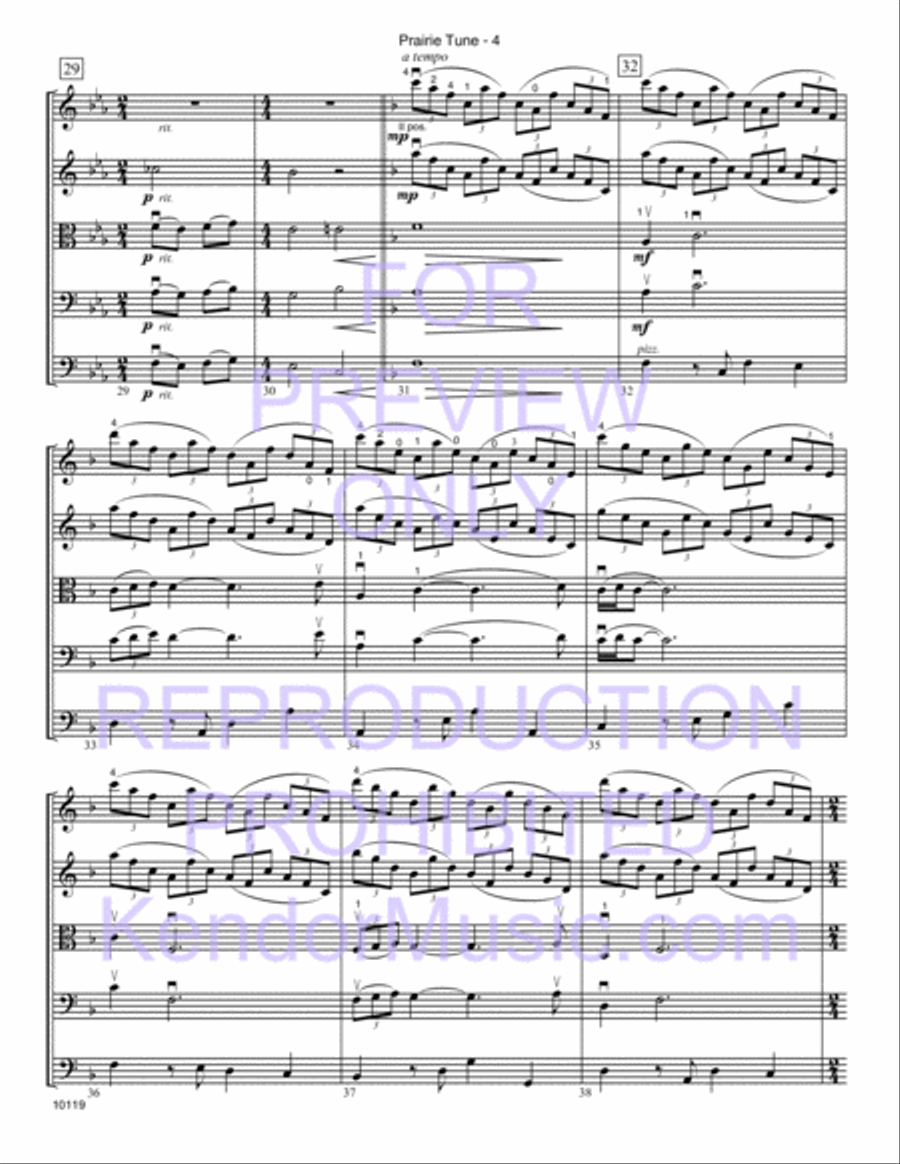 Prairie Tune (Inner Mongolian folk song) (Full Score) String Orchestra scores gallery preview page 5