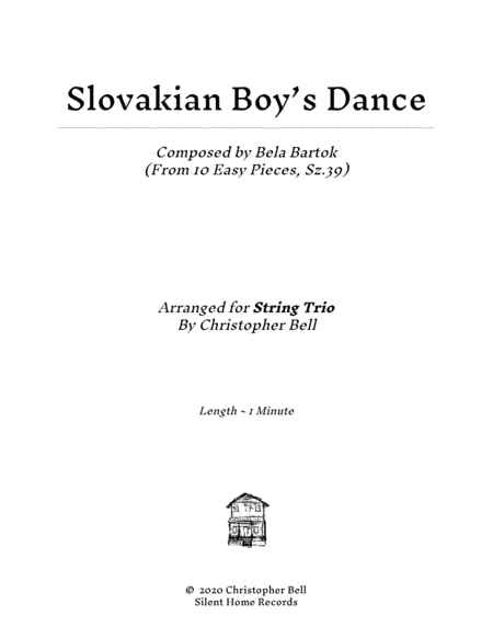 Bela Bartok - Slovakian Boy's Dance(From 10 Easy Pieces) - String Trio image number null