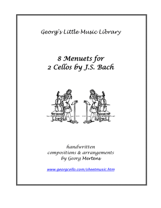 Book cover for 8 Bach Menuets for Cello Duo
