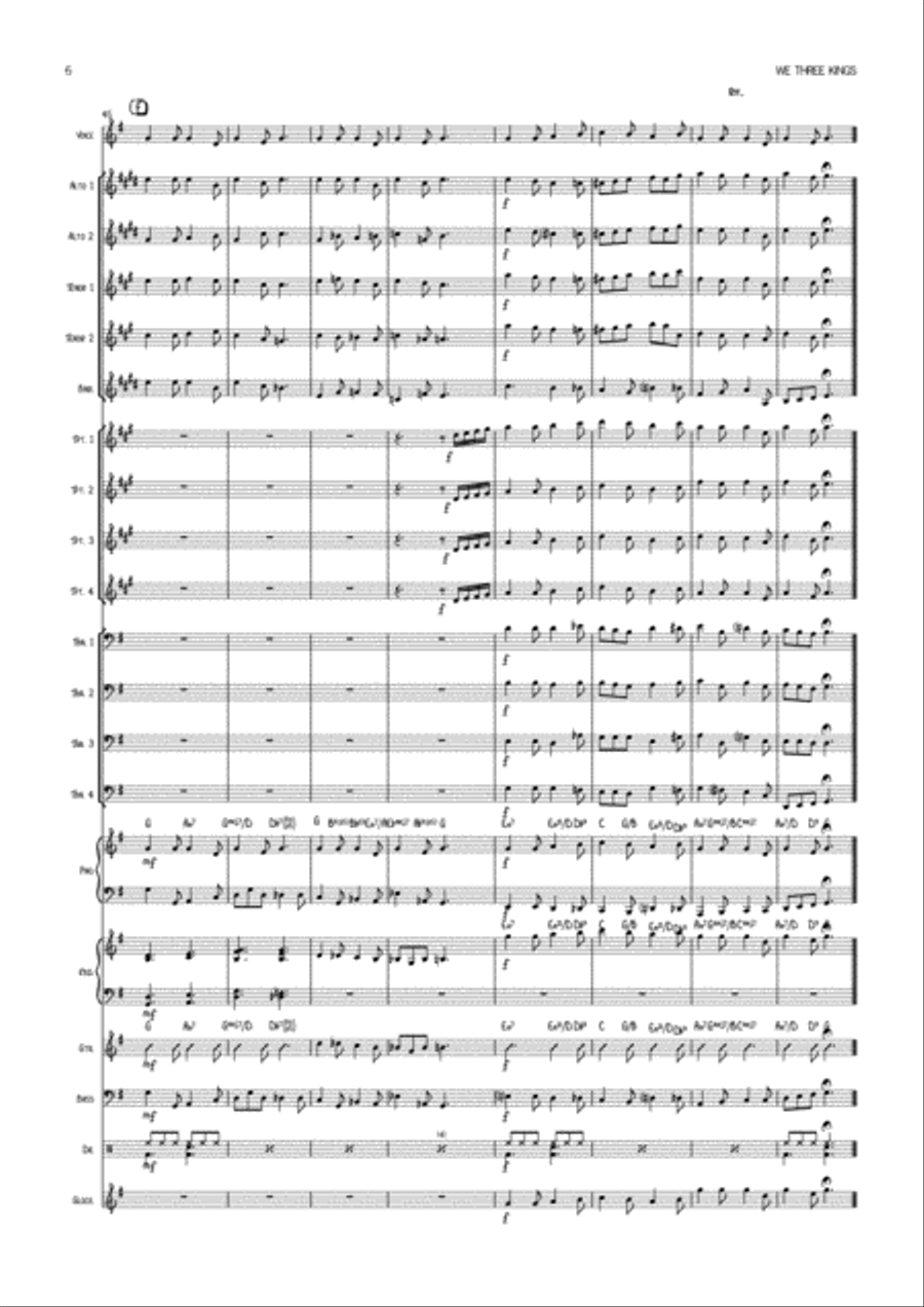 We Three Kings Vocal with Big Band Traditional Key of G Jazz Ensemble scores gallery preview page 6