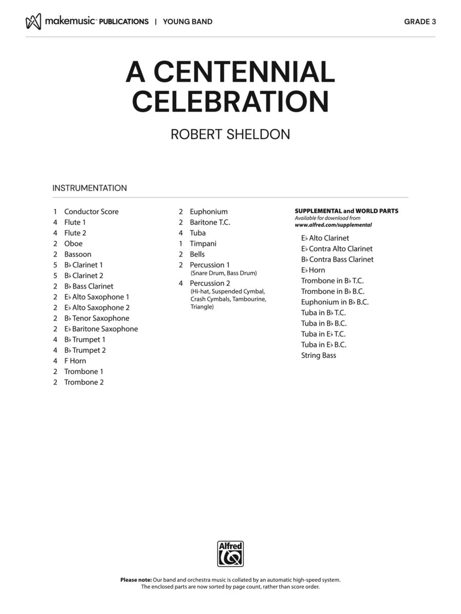 A Centennial Celebration: Score Concert Band scores gallery preview page 1