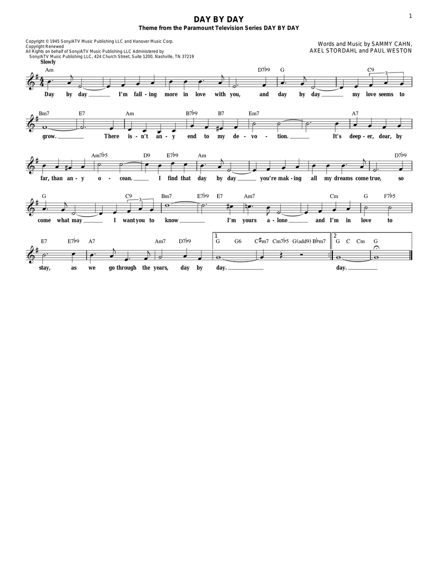 Day By Day Guitar scores gallery preview page 1