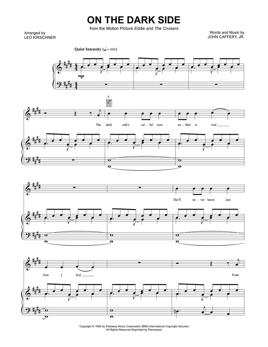 On The Dark Side Piano, Vocal, Guitar scores gallery preview page 1