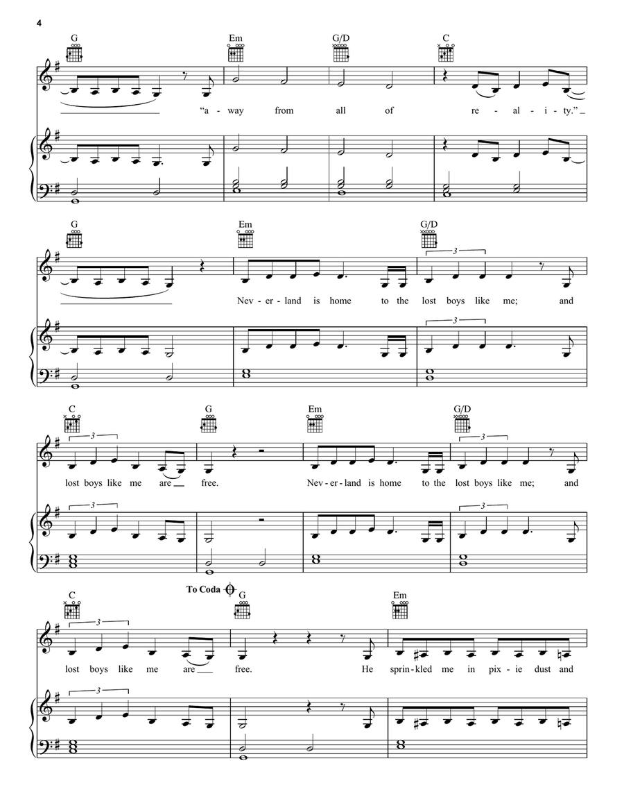 Lost Boy Lost Boy Piano, Vocal, Guitar scores gallery preview page 4
