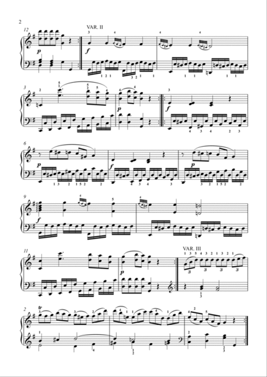 Mozart-10 Variations on Unser dummer Pöbel meint, K.455 Piano Solo scores gallery preview page 3