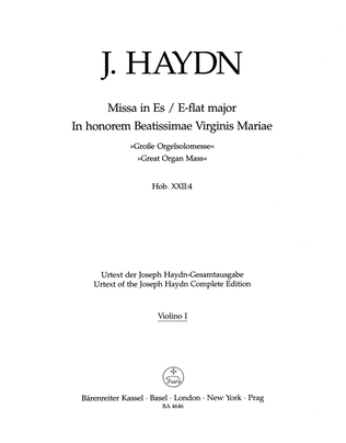 Book cover for Missa in honorem Beatissimae Virginis Mariae E flat major Hob. XXII:4 'Great Organ Mass'