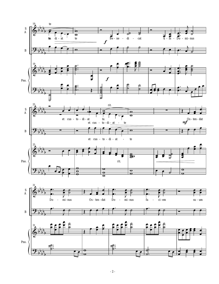 Benedicat Tibi Dominus (The Lord Bless You and Keep You) 3-Part scores gallery preview page 2