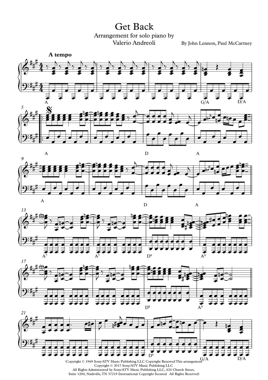Get Back Get Back Piano Solo scores gallery preview page 1
