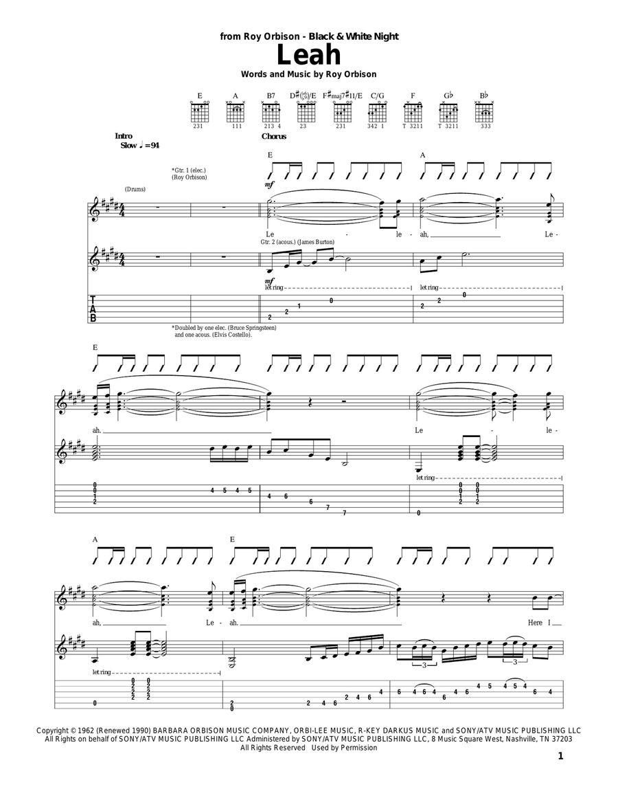Leah Leah Acoustic Guitar scores gallery preview page 1