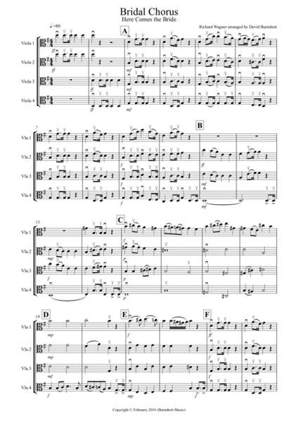 Bridal Chorus "Here comes the Bride" for Viola Quartet image number null