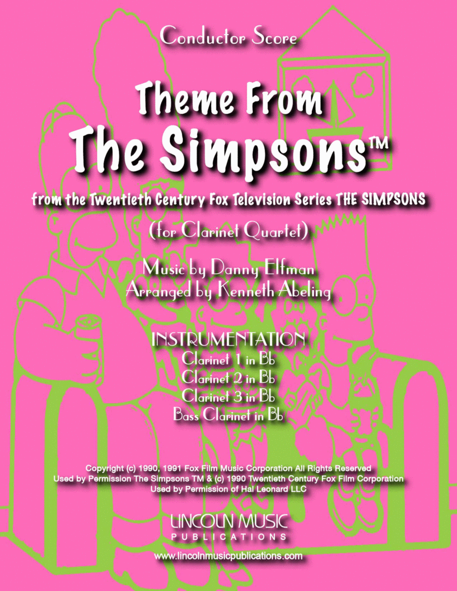 Theme From The Simpsons TM from the Twentieth Century Fox Television Series THE SIMPSONS Woodwind Quartet scores gallery preview page 1