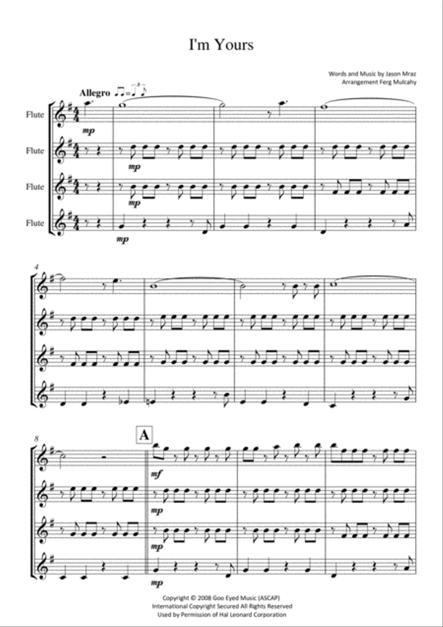 I'm Yours I'm Yours Woodwind Quartet scores gallery preview page 2
