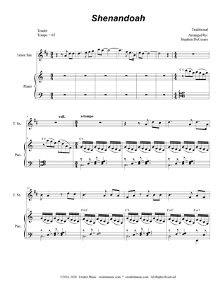 Shenandoah (for Tenor Saxophone and Piano)