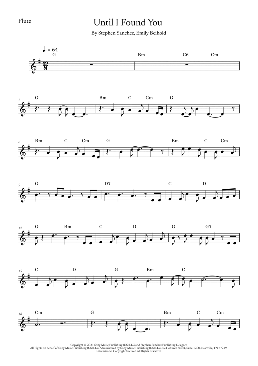 Until I Found You Flute Solo scores gallery preview page 1