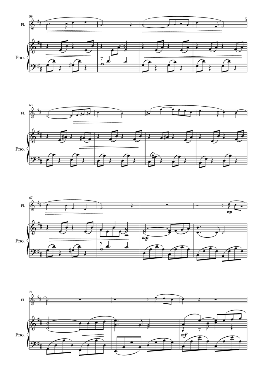 Peace for Flute and Piano Flute Solo scores gallery preview page 6