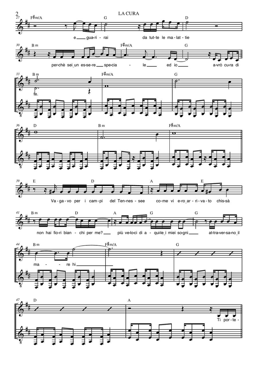 La Cura Piano, Vocal scores gallery preview page 2