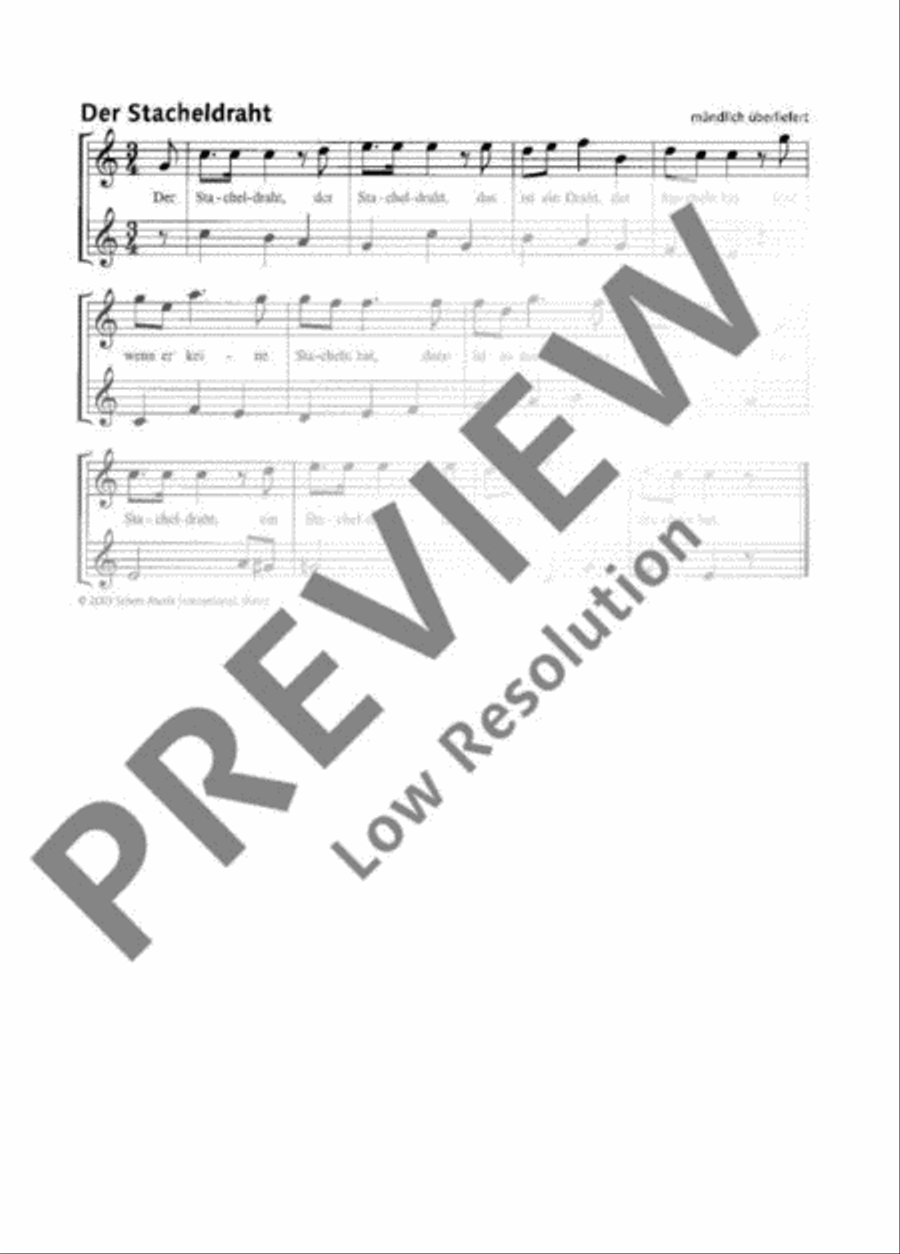 Der Stacheldraht Soprano Recorder scores gallery preview page 2