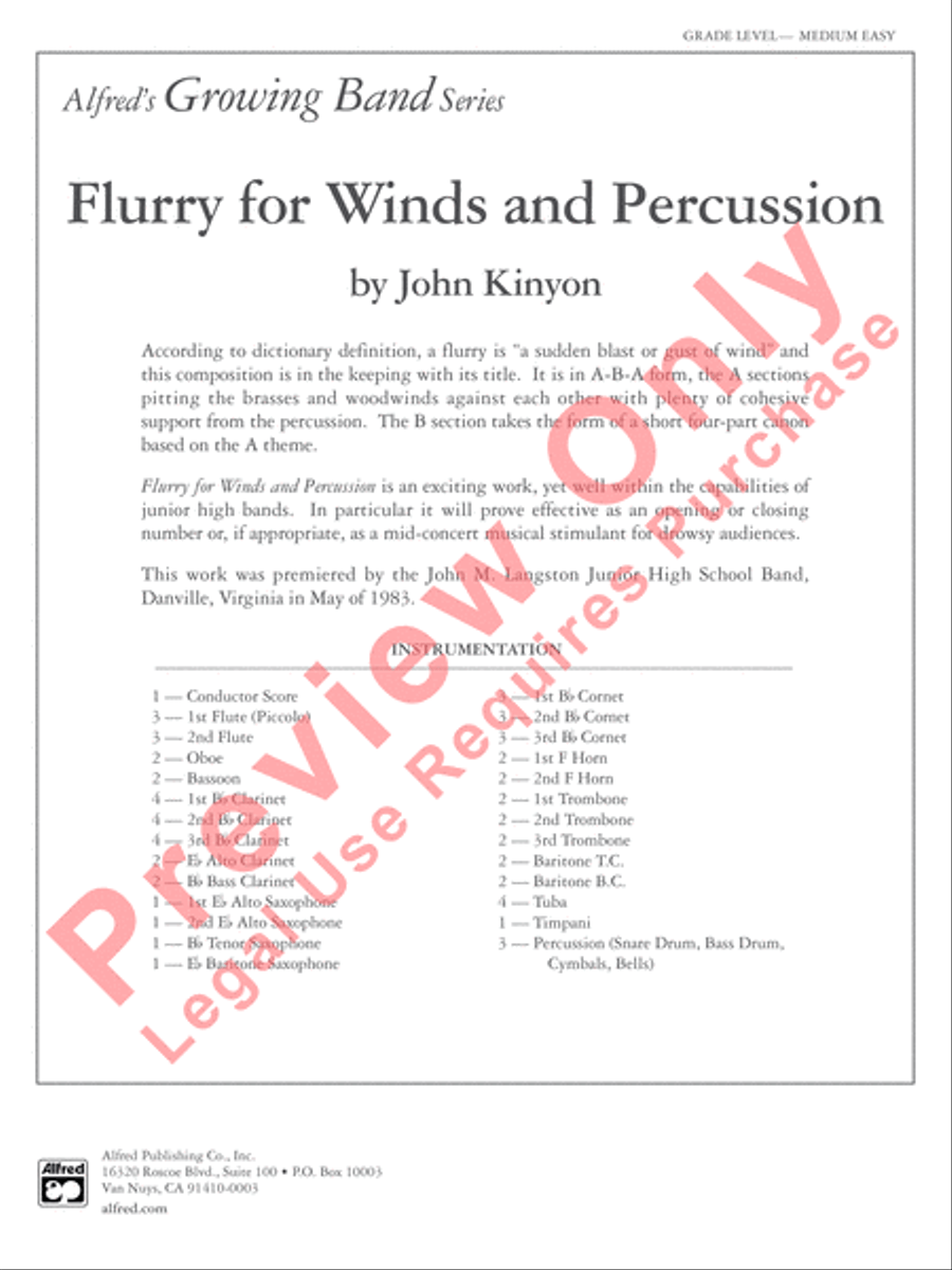 Flurry for Winds and Percussion Concert Band scores gallery preview page 2