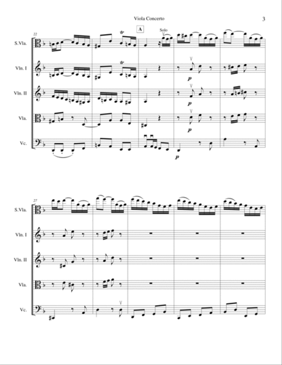 Viola Concerto in D Minor, Score Cello scores gallery preview page 3