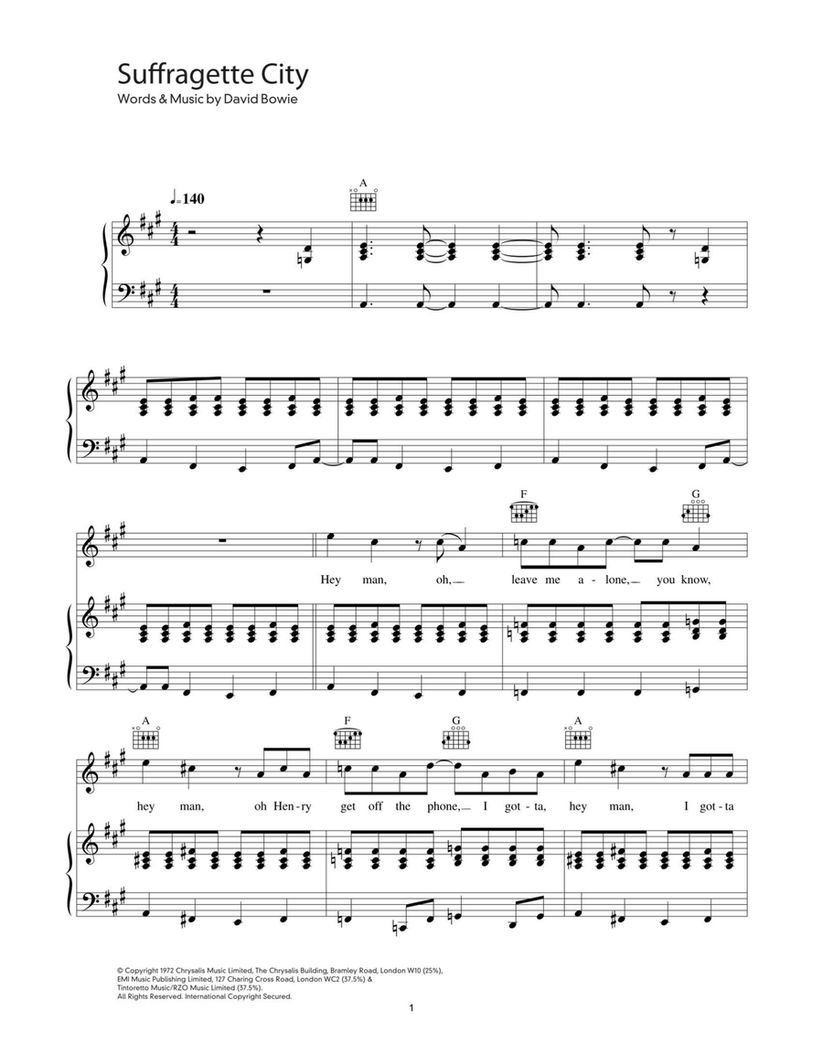 Suffragette City Acoustic Guitar scores gallery preview page 1