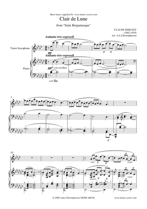 Clair de Lune - Tenor Sax & Piano