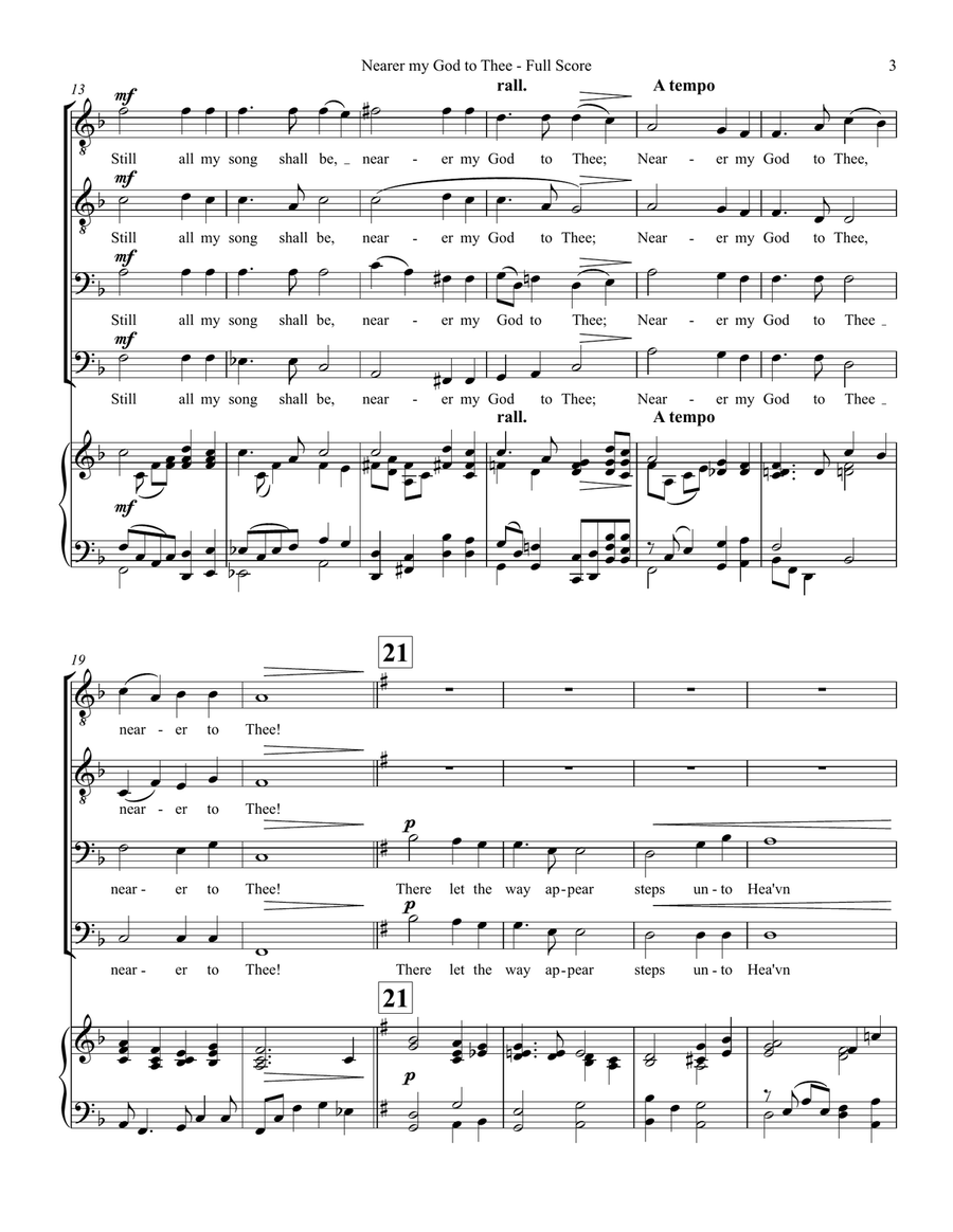 Nearer my God to Thee - for TTBB Male Choir TTBB scores gallery preview page 3