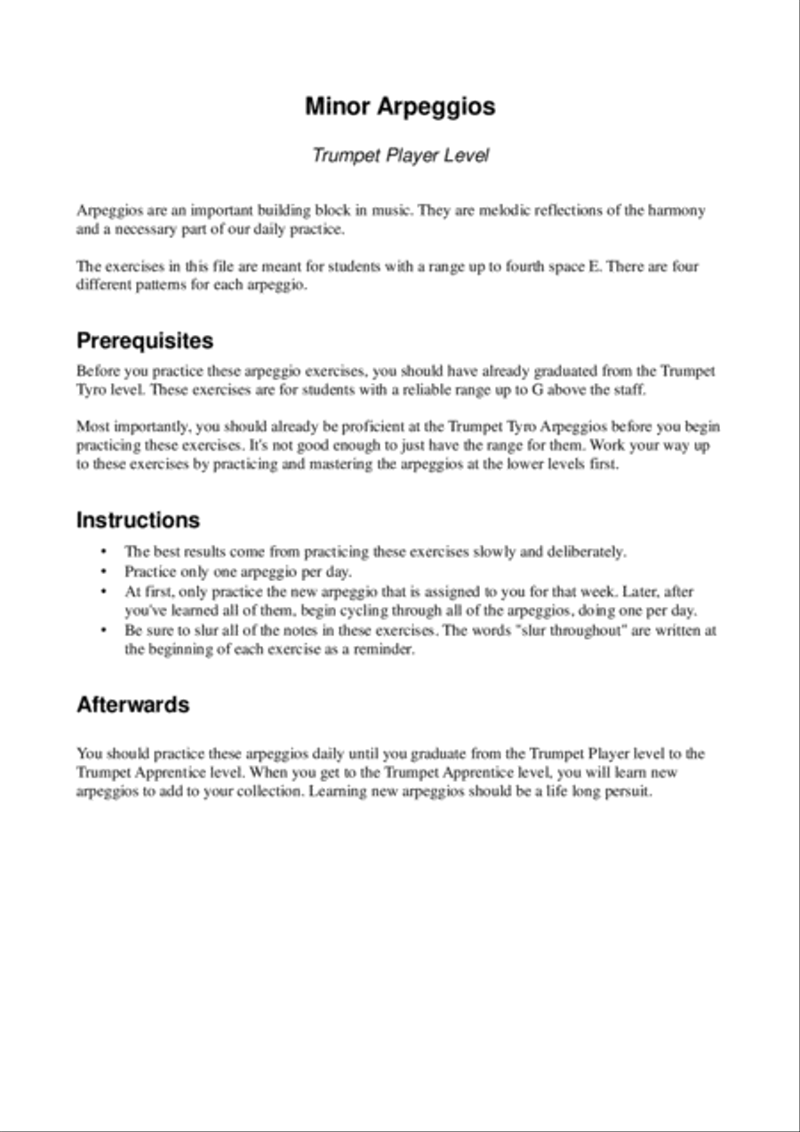 Trumpet Player Minor Arpeggios by Eddie Lewis Trumpet Solo scores gallery preview page 2